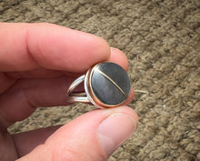 Load image into Gallery viewer, Oregon obsidian Heart Inlay Ring
