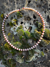 Load image into Gallery viewer, Blush pears and Garnet Birdie necklace