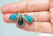 Load image into Gallery viewer, Oregon Obsidian & Turquoise Necklace No.6