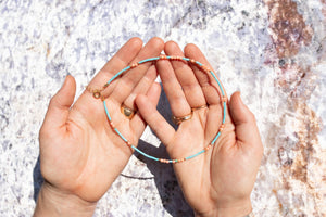 Turquoise and pink coral Birdie Necklace No.2
