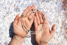 Load image into Gallery viewer, Rose Quartz, Mother of Pearl &amp; Turquoise Birdie Necklace No.11
