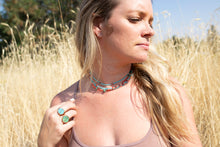 Load image into Gallery viewer, Red &amp; Pink coral w/ Turquoise Birdie Necklace No.4

