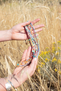 Red & Pink coral w/ Turquoise Birdie Necklace No.4