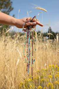 Turquoise, Tanzanite & Rose quartz Birdie Necklace No.6