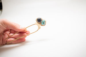 Turquoise and Onyx Hairpin