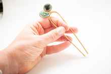 Load image into Gallery viewer, Turquoise and Onyx Hairpin
