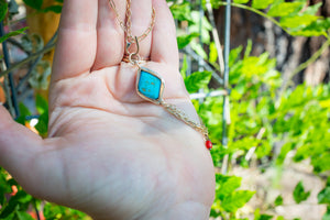 Turquoise & Coral Anklet No.3