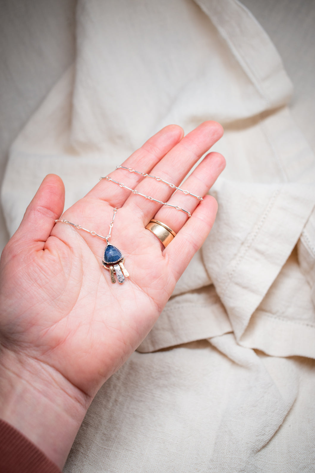 Montana Sapphire heart strings Necklace No.3