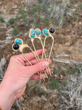 Load image into Gallery viewer, Turquoise and Onyx Hairpin
