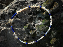 Load image into Gallery viewer, Pearl drops and Lapis Birdie necklace
