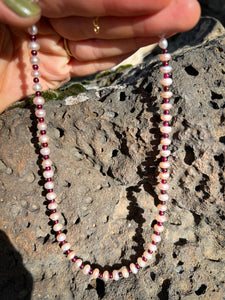 Blush pears and Garnet Birdie necklace