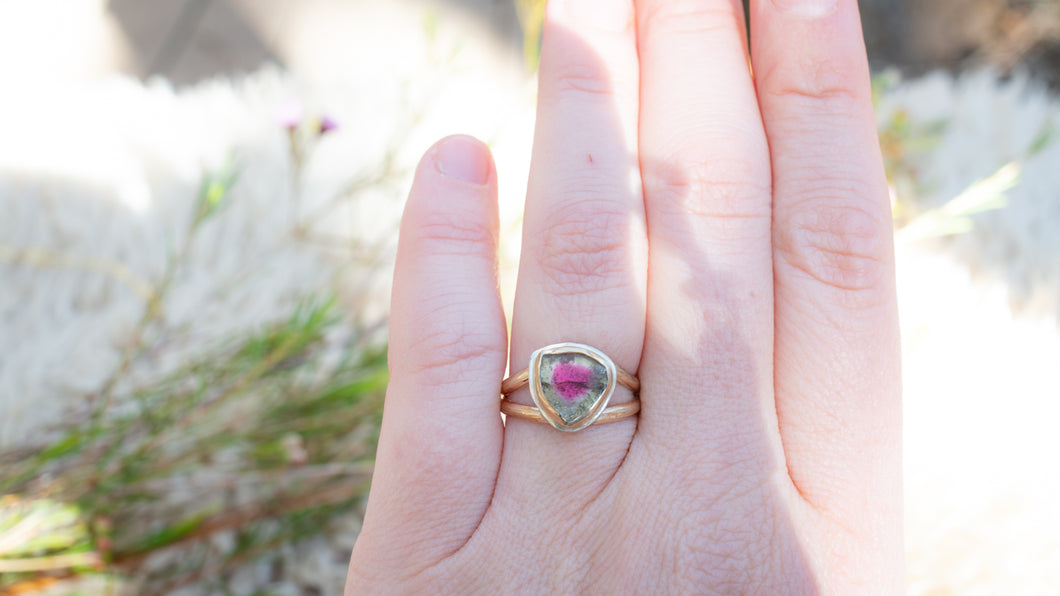 Watermelon Tourmaline Crown Ring No.1