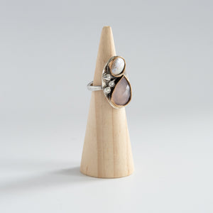 Soften, Rose Quartz & Large Pearl Shield Ring