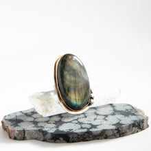 Load image into Gallery viewer, Large Statement Labradorite Ring
