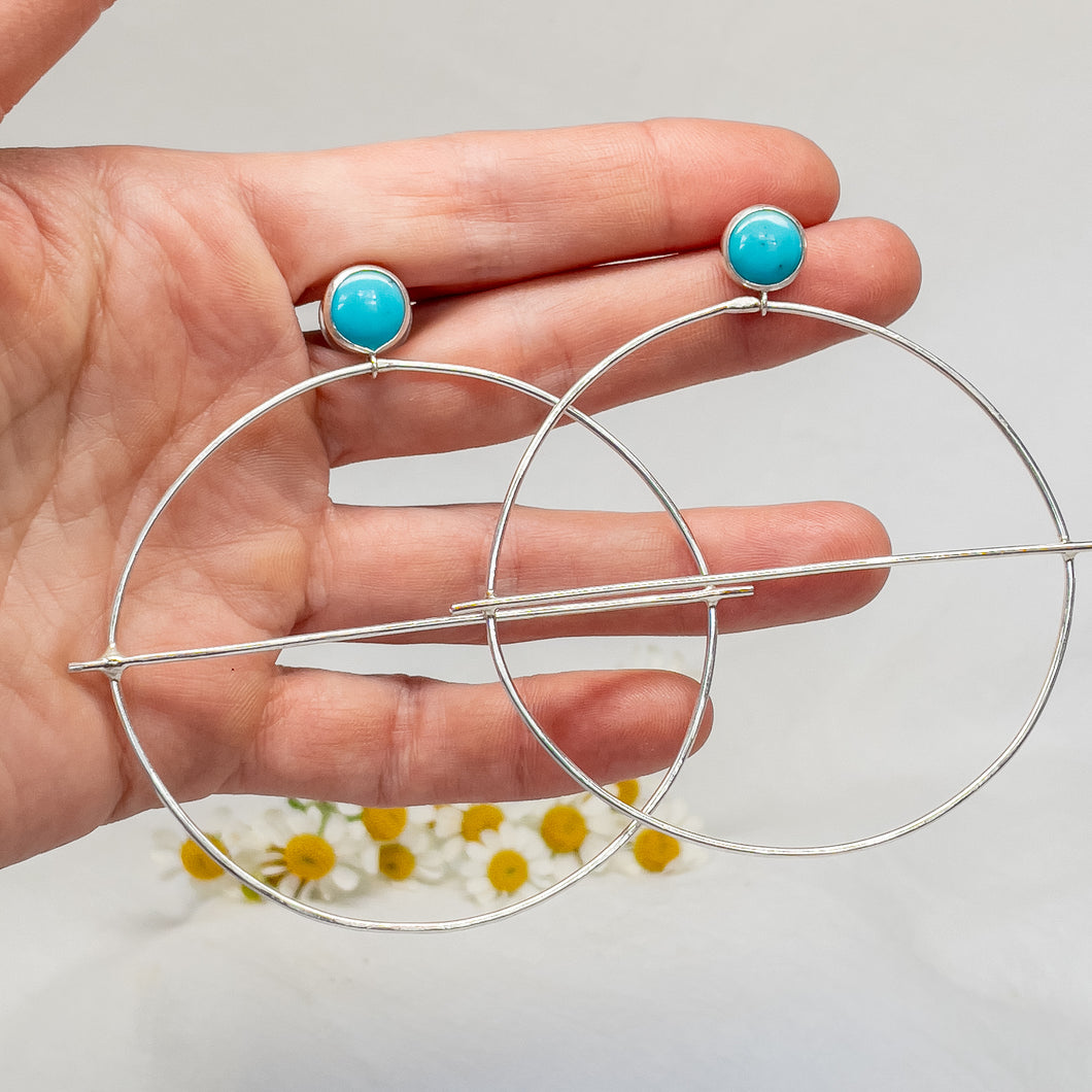 Turquoise & Sterling Silver large Earrings No.5